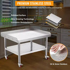 Table de préparation en acier inoxydable 24X28, support de barbecue, capacité de 450 kg, avec étagère inférieure de 100 kg, idéale pour les cuisines commerciales, les hôtels et les maisons