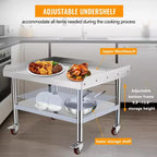 Table de préparation en acier inoxydable 24X28, support de barbecue, capacité de 450 kg, avec étagère inférieure de 100 kg, idéale pour les cuisines commerciales, les hôtels et les maisons