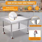 Table de préparation en acier inoxydable 24X28, support de barbecue, capacité de 450 kg, avec étagère inférieure de 100 kg, idéale pour les cuisines commerciales, les hôtels et les maisons