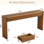 Table console Lantine de 180 cm avec 3 tiroirs, table d'entrée en bois pour derrière le canapé, l'entrée, le foyer, le couloir, le salon, marron, montage facile