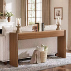 Table console Lantine de 180 cm avec 3 tiroirs, table d'entrée en bois pour derrière le canapé, l'entrée, le foyer, le couloir, le salon, marron, montage facile