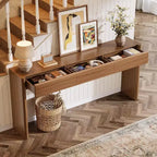 Table console Lantine de 180 cm avec 3 tiroirs, table d'entrée en bois pour derrière le canapé, l'entrée, le foyer, le couloir, le salon, marron, montage facile