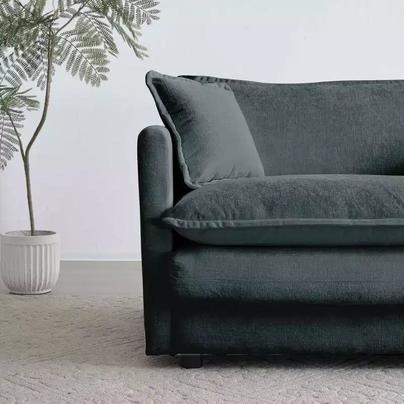 Canapé 3 places moderne du milieu du siècle MAYEERTY avec 2 oreillers d'accoudoir 2 coussins décoratifs pour salon Gris