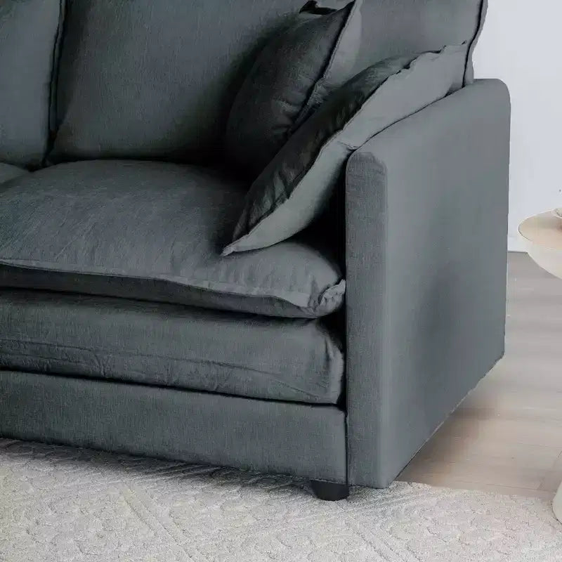Canapé 3 places moderne du milieu du siècle MAYEERTY avec 2 oreillers d'accoudoir 2 coussins décoratifs pour salon Gris