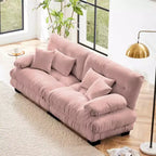Canapé 2 places MAYEERTY Cloud avec 2 coussins d'assise, 2 oreillers lombaires, 2 coussins décoratifs pour salon rose
