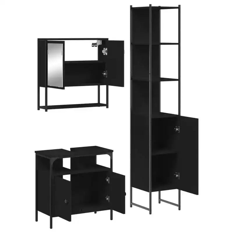 vidaXL Ensemble de meubles de salle de bain avec étagère 3 pcs Bois d'ingénierie Moderne Compact