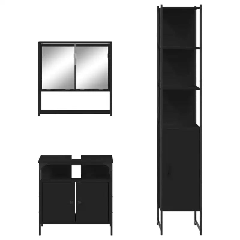vidaXL Ensemble de meubles de salle de bain avec étagère 3 pcs Bois d'ingénierie Moderne Compact