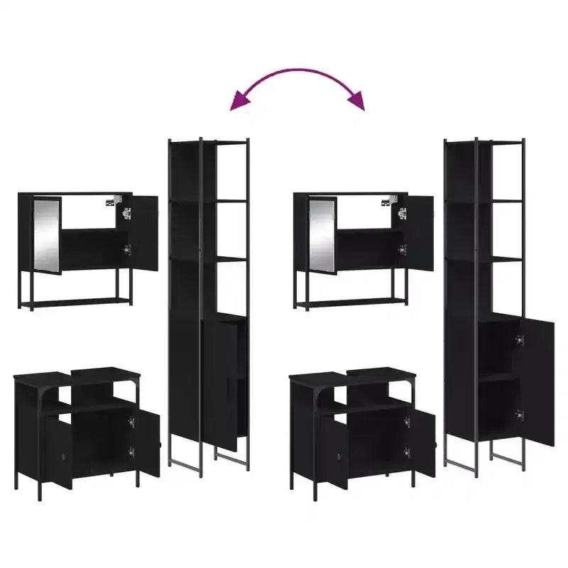 vidaXL Ensemble de meubles de salle de bain avec étagère 3 pcs Bois d'ingénierie Moderne Compact