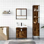 vidaXL Ensemble de meubles de salle de bain avec étagère 3 pcs Bois d'ingénierie Moderne Compact