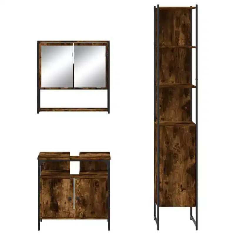 vidaXL Ensemble de meubles de salle de bain avec étagère 3 pcs Bois d'ingénierie Moderne Compact