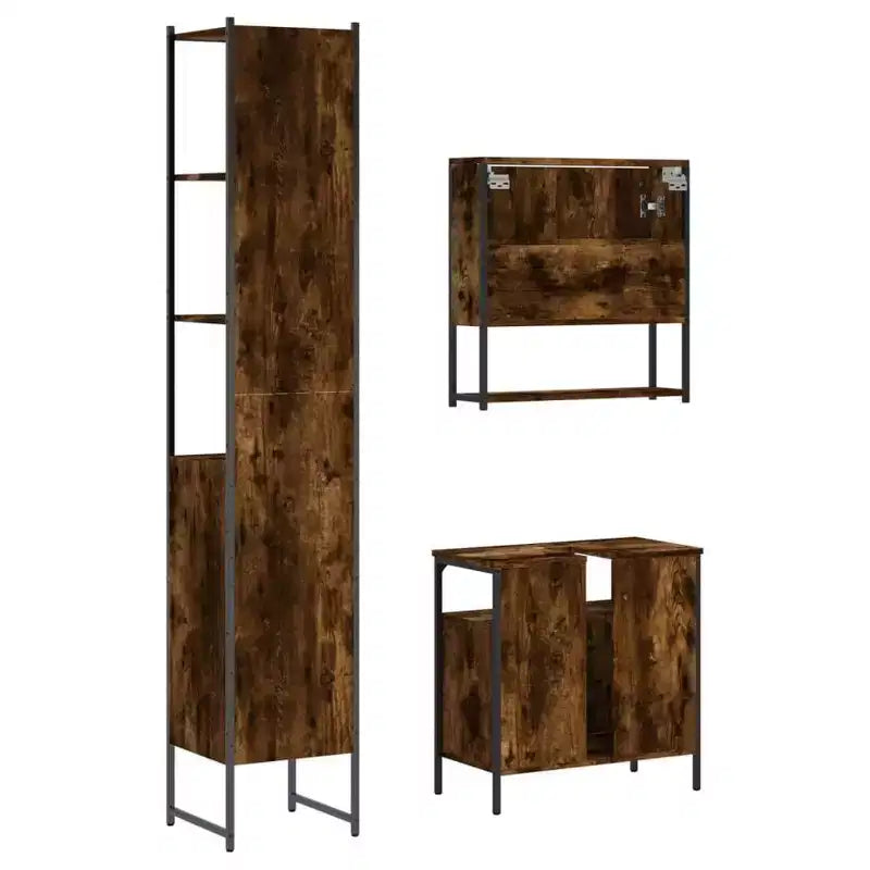 vidaXL Ensemble de meubles de salle de bain avec étagère 3 pcs Bois d'ingénierie Moderne Compact