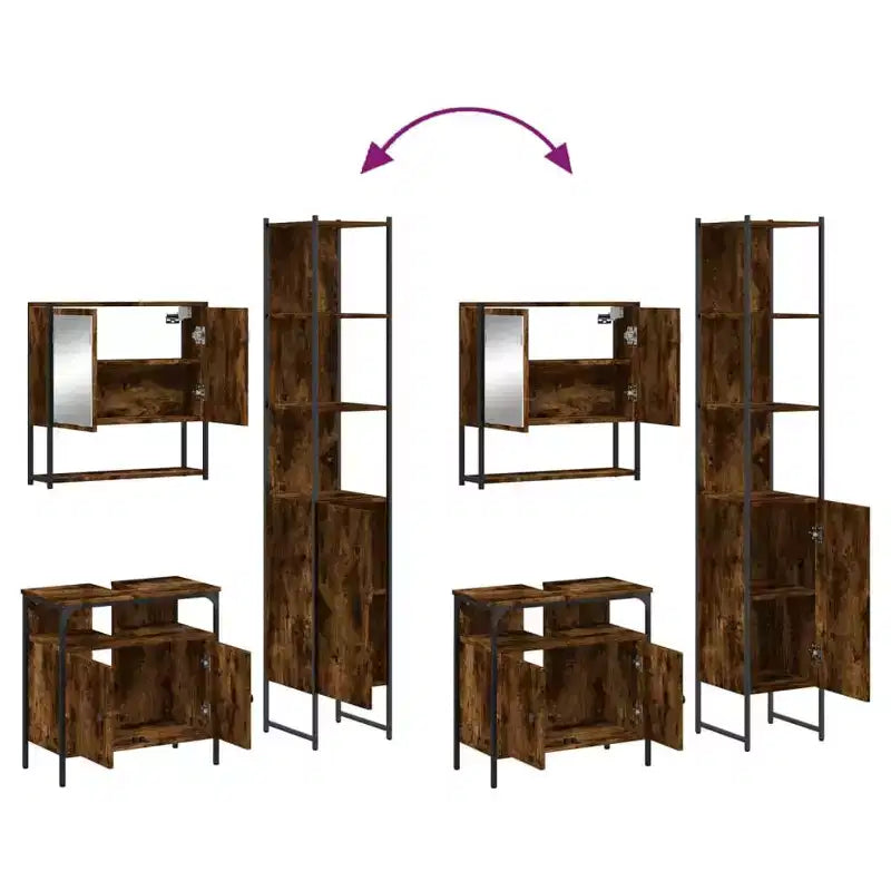 vidaXL Ensemble de meubles de salle de bain avec étagère 3 pcs Bois d'ingénierie Moderne Compact