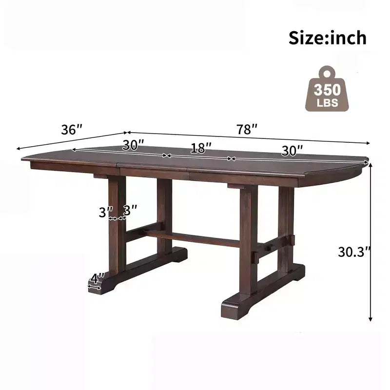 GDF Studio Vaughn, table de salle à manger extensible de 152-198 cm avec rallonge amovible, grande table extensible pour 4 à 8 personnes