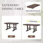 GDF Studio Vaughn, table de salle à manger extensible de 152-198 cm avec rallonge amovible, grande table extensible pour 4 à 8 personnes