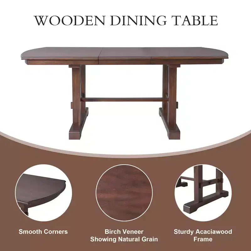 GDF Studio Vaughn, table de salle à manger extensible de 152-198 cm avec rallonge amovible, grande table extensible pour 4 à 8 personnes
