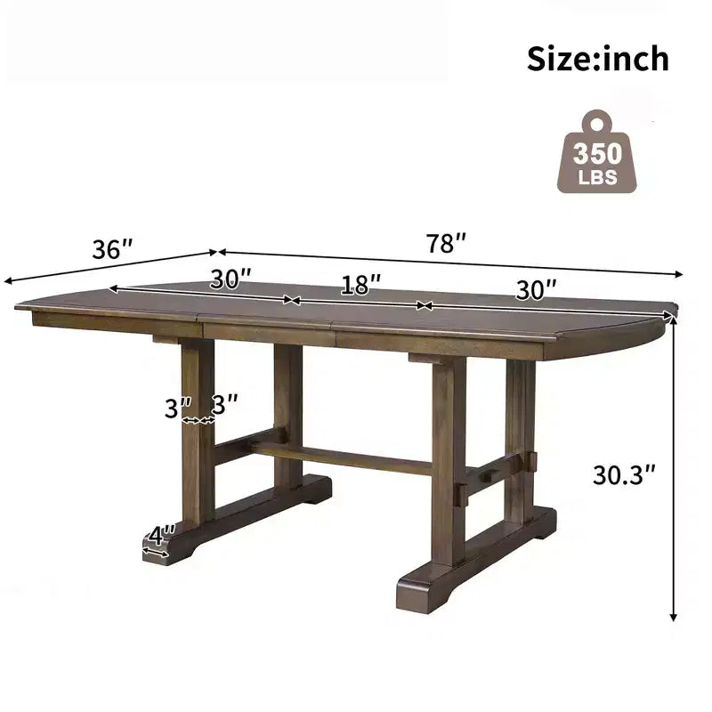 GDF Studio Vaughn, table de salle à manger extensible de 152-198 cm avec rallonge amovible, grande table extensible pour 4 à 8 personnes