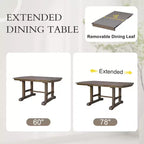 GDF Studio Vaughn, table de salle à manger extensible de 152-198 cm avec rallonge amovible, grande table extensible pour 4 à 8 personnes