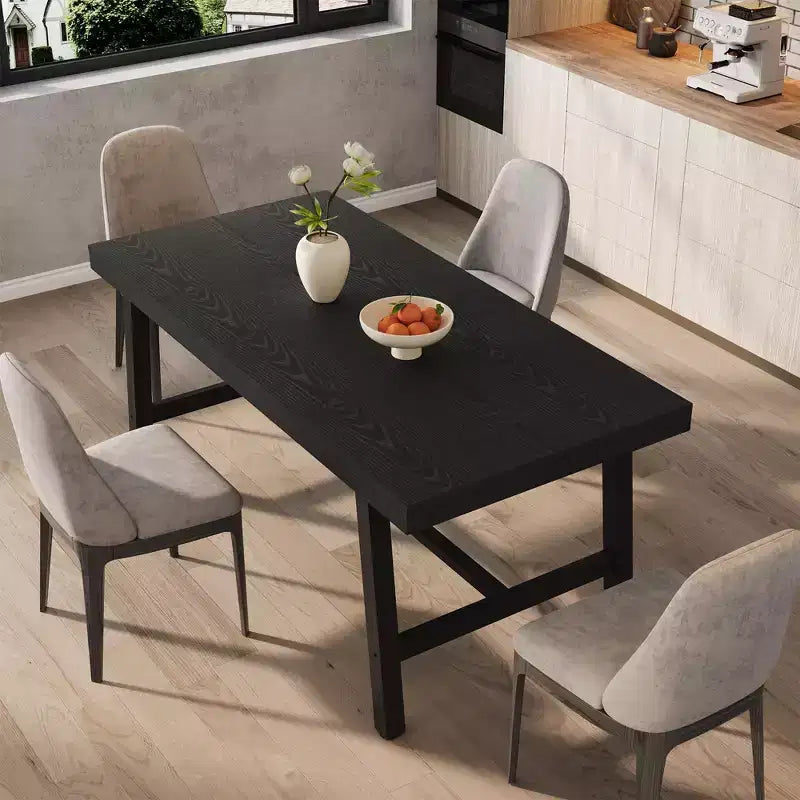 Table à manger industrielle pour 4 à 6 personnes, table de cuisine longue de 160 cm avec plateau en bois, cadre métallique robuste et finition marron rustique – table rectangulaire pour 4 places