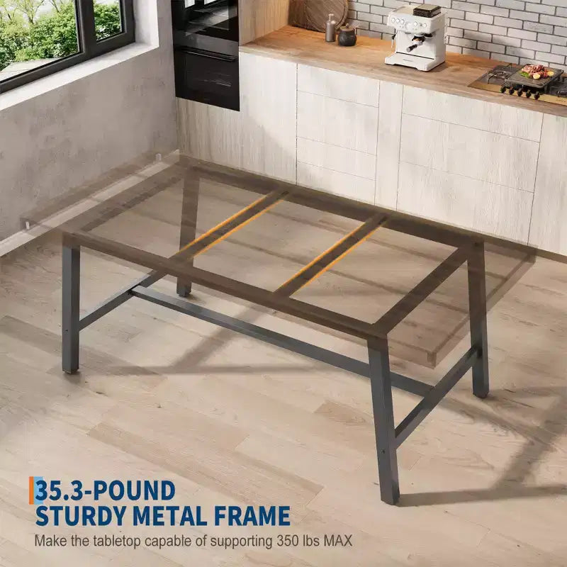 Table à manger industrielle pour 4 à 6 personnes, table de cuisine longue de 160 cm avec plateau en bois, cadre métallique robuste et finition marron rustique – table rectangulaire pour 4 places