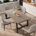 Table à manger industrielle pour 4 à 6 personnes, table de cuisine longue de 160 cm avec plateau en bois, cadre métallique robuste et finition marron rustique – table rectangulaire pour 4 places