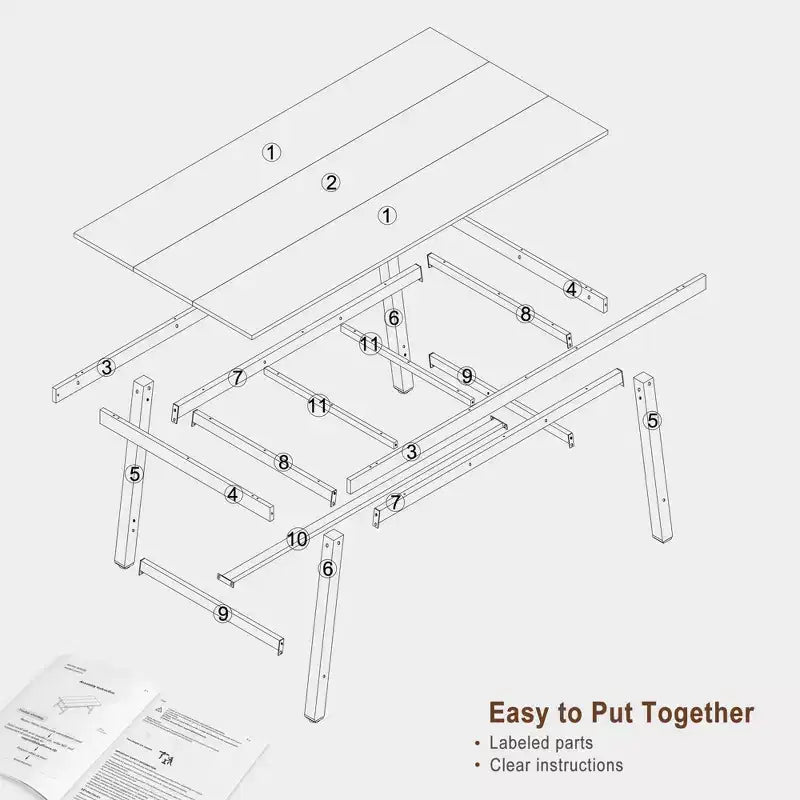 Table à manger industrielle pour 4 à 6 personnes, table de cuisine longue de 160 cm avec plateau en bois, cadre métallique robuste et finition marron rustique – table rectangulaire pour 4 places