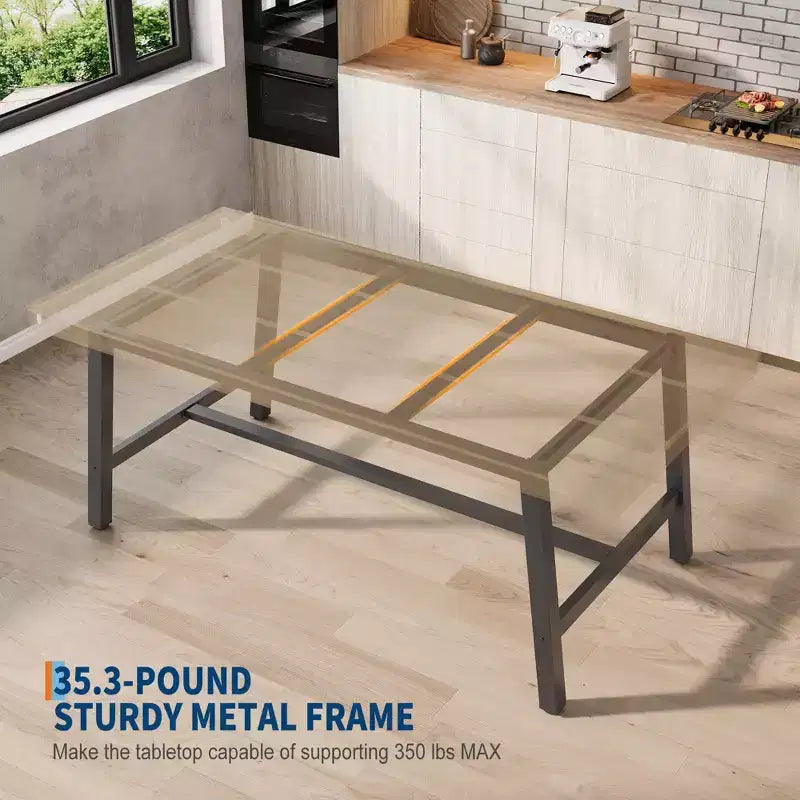 Table à manger industrielle pour 4 à 6 personnes, table de cuisine longue de 160 cm avec plateau en bois, cadre métallique robuste et finition marron rustique – table rectangulaire pour 4 places
