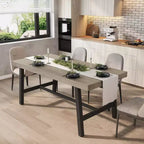 Table à manger industrielle pour 4 à 6 personnes, table de cuisine longue de 160 cm avec plateau en bois, cadre métallique robuste et finition marron rustique – table rectangulaire pour 4 places
