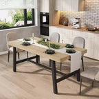 Table à manger industrielle pour 4 à 6 personnes, table de cuisine longue de 160 cm avec plateau en bois, cadre métallique robuste et finition marron rustique – table rectangulaire pour 4 places