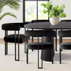 Ensemble de table à manger extensible 47-83 pour 8, table noire et 8 fauteuils en velours avec pieds en métal élégants, idéal pour les réceptions - Panipeachy