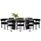 Ensemble de table à manger extensible 47-83 pour 8, table noire et 8 fauteuils en velours avec pieds en métal élégants, idéal pour les réceptions - Panipeachy