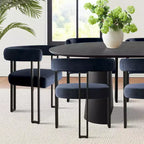 Ensemble de table à manger extensible 47-83 pour 8, table noire et 8 fauteuils en velours avec pieds en métal élégants, idéal pour les réceptions - Panipeachy