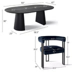 Ensemble de table à manger extensible 47-83 pour 8, table noire et 8 fauteuils en velours avec pieds en métal élégants, idéal pour les réceptions - Panipeachy