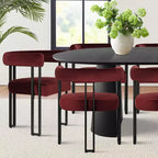 Ensemble de table à manger extensible 47-83 pour 8, table noire et 8 fauteuils en velours avec pieds en métal élégants, idéal pour les réceptions - Panipeachy