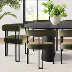 Ensemble de table à manger extensible 47-83 pour 8, table noire et 8 fauteuils en velours avec pieds en métal élégants, idéal pour les réceptions - Panipeachy