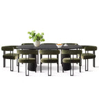 Ensemble de table à manger extensible 47-83 pour 8, table noire et 8 fauteuils en velours avec pieds en métal élégants, idéal pour les réceptions - Panipeachy