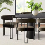 Ensemble de table à manger extensible 47-83 pour 8, table noire et 8 fauteuils en velours avec pieds en métal élégants, idéal pour les réceptions - Panipeachy