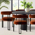 Ensemble de table à manger extensible 47-83 pour 8, table noire et 8 fauteuils en velours avec pieds en métal élégants, idéal pour les réceptions - Panipeachy