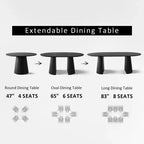 Ensemble de table à manger extensible 47-83 pour 8, table noire et 8 fauteuils en velours avec pieds en métal élégants, idéal pour les réceptions - Panipeachy