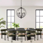 Ensemble de table à manger extensible 47-83 pour 8, table noire et 8 fauteuils en velours avec pieds en métal élégants, idéal pour les réceptions - Panipeachy