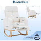 Fauteuil à bascule moderne pour chambre d'enfant, planeur rembourré en velours côtelé avec repose-pieds réglable et poche latérale pour salon, chambre à coucher, chambre d'allaitement, beige