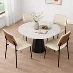 TYBOATLE Chaises de Salle à Manger Mid-Century, Lot de 2, Chaises de Cuisine en Cuir PU capitonné avec Dossier en Bois Courbé, Chaises d'Appoint Industrielles Rembourrées