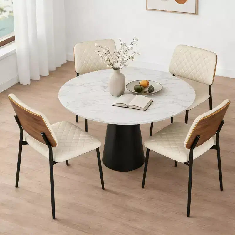 TYBOATLE Chaises de Salle à Manger Mid-Century, Lot de 2, Chaises de Cuisine en Cuir PU capitonné avec Dossier en Bois Courbé, Chaises d'Appoint Industrielles Rembourrées