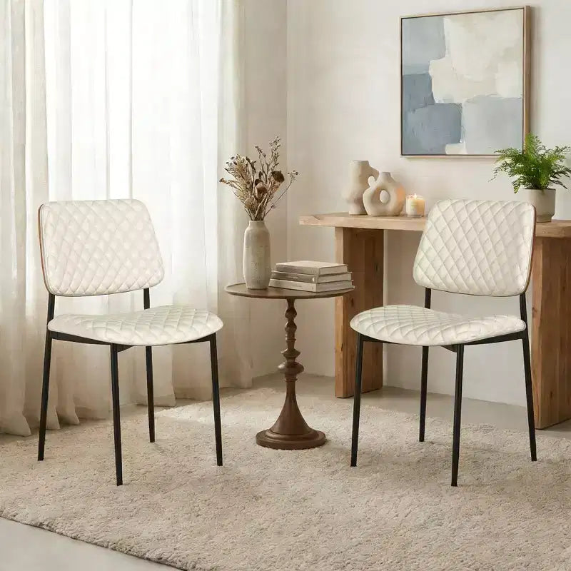 TYBOATLE Chaises de Salle à Manger Mid-Century, Lot de 2, Chaises de Cuisine en Cuir PU capitonné avec Dossier en Bois Courbé, Chaises d'Appoint Industrielles Rembourrées