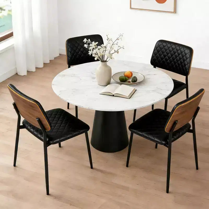 TYBOATLE Chaises de Salle à Manger Mid-Century, Lot de 2, Chaises de Cuisine en Cuir PU capitonné avec Dossier en Bois Courbé, Chaises d'Appoint Industrielles Rembourrées