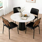 TYBOATLE Chaises de Salle à Manger Mid-Century, Lot de 2, Chaises de Cuisine en Cuir PU capitonné avec Dossier en Bois Courbé, Chaises d'Appoint Industrielles Rembourrées