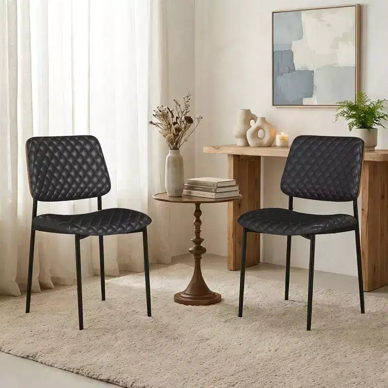 TYBOATLE Chaises de Salle à Manger Mid-Century, Lot de 2, Chaises de Cuisine en Cuir PU capitonné avec Dossier en Bois Courbé, Chaises d'Appoint Industrielles Rembourrées