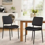 TYBOATLE Mid Century Dining Chairs Set of 2, Quilted PU Leather Kitchen Chairs with Bentwood Back, Industrial Upholstered Side Chairs