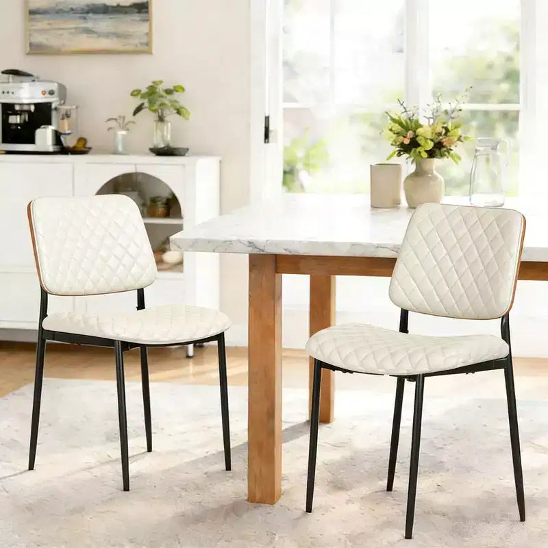 TYBOATLE Chaises de Salle à Manger Mid-Century, Lot de 2, Chaises de Cuisine en Cuir PU capitonné avec Dossier en Bois Courbé, Chaises d'Appoint Industrielles Rembourrées