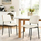 TYBOATLE Chaises de Salle à Manger Mid-Century, Lot de 2, Chaises de Cuisine en Cuir PU capitonné avec Dossier en Bois Courbé, Chaises d'Appoint Industrielles Rembourrées