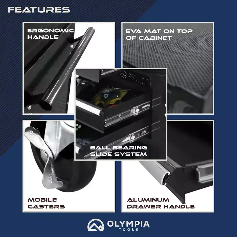 Servante à roulettes Olympia Tools 20 pouces avec 5 tiroirs, rangement verrouillable
